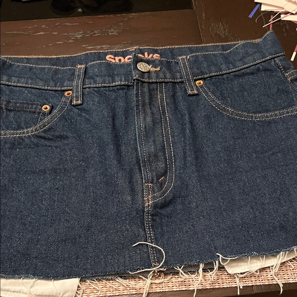 MOTHER Blue Denim High Low Skirt